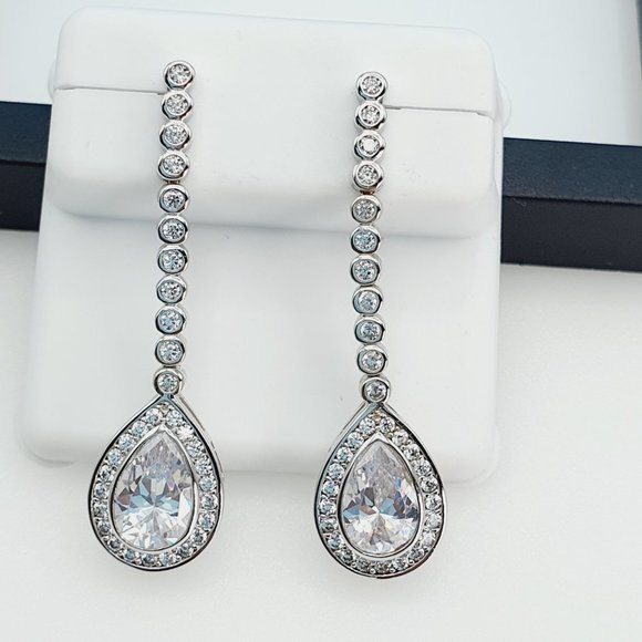 "925 Sterling Silver Cubic Zircon Earrings, UU1P7A7023 - Picture 1 of 11